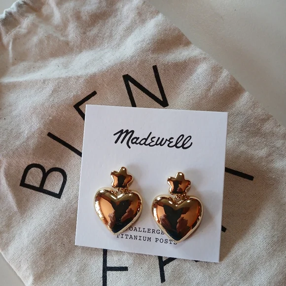 AMAZING💥❤️Madewell ❤️ Puffy Heart Statement Earrings - Picture 8 of 13